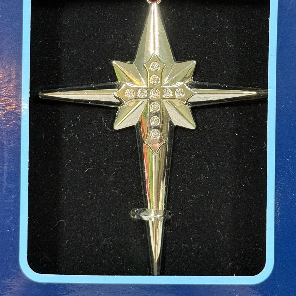 NEW Regent Square Star Cross Ornament Silver European Crystal Religious Holiday